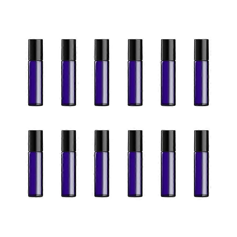 Blue Glass Perfume Bottles with Roller Ball for Storage Use 5ml Travel Size Pack of 12