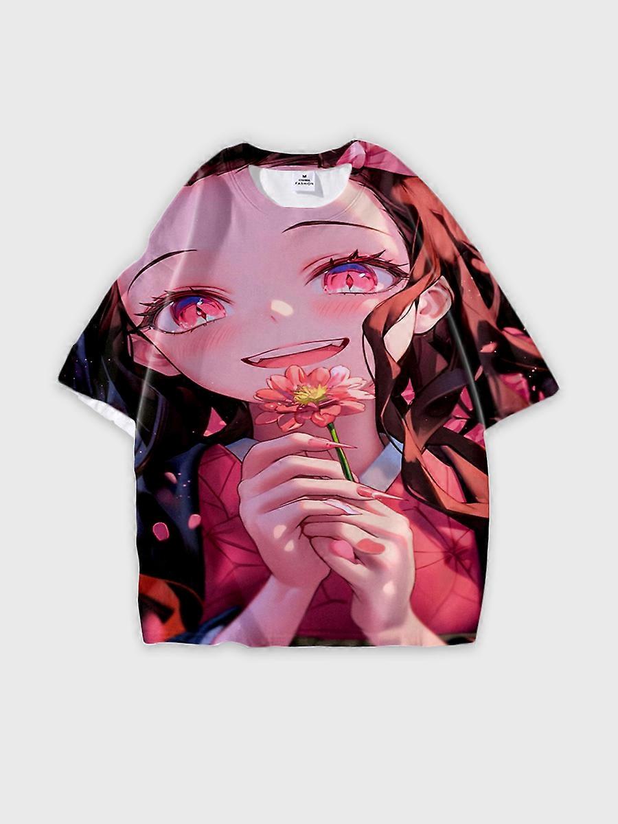 T-shirt round neck Character Pattern loose short sleeve P1682