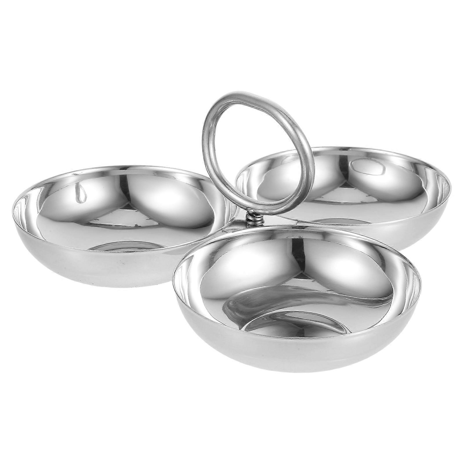 Stainless Steel Snack Plate Food Separation Serving Platter For Desserts Appetizers Camping Lunch Dinner Buffet 20.30X20.30X2.90CM 1Pcs