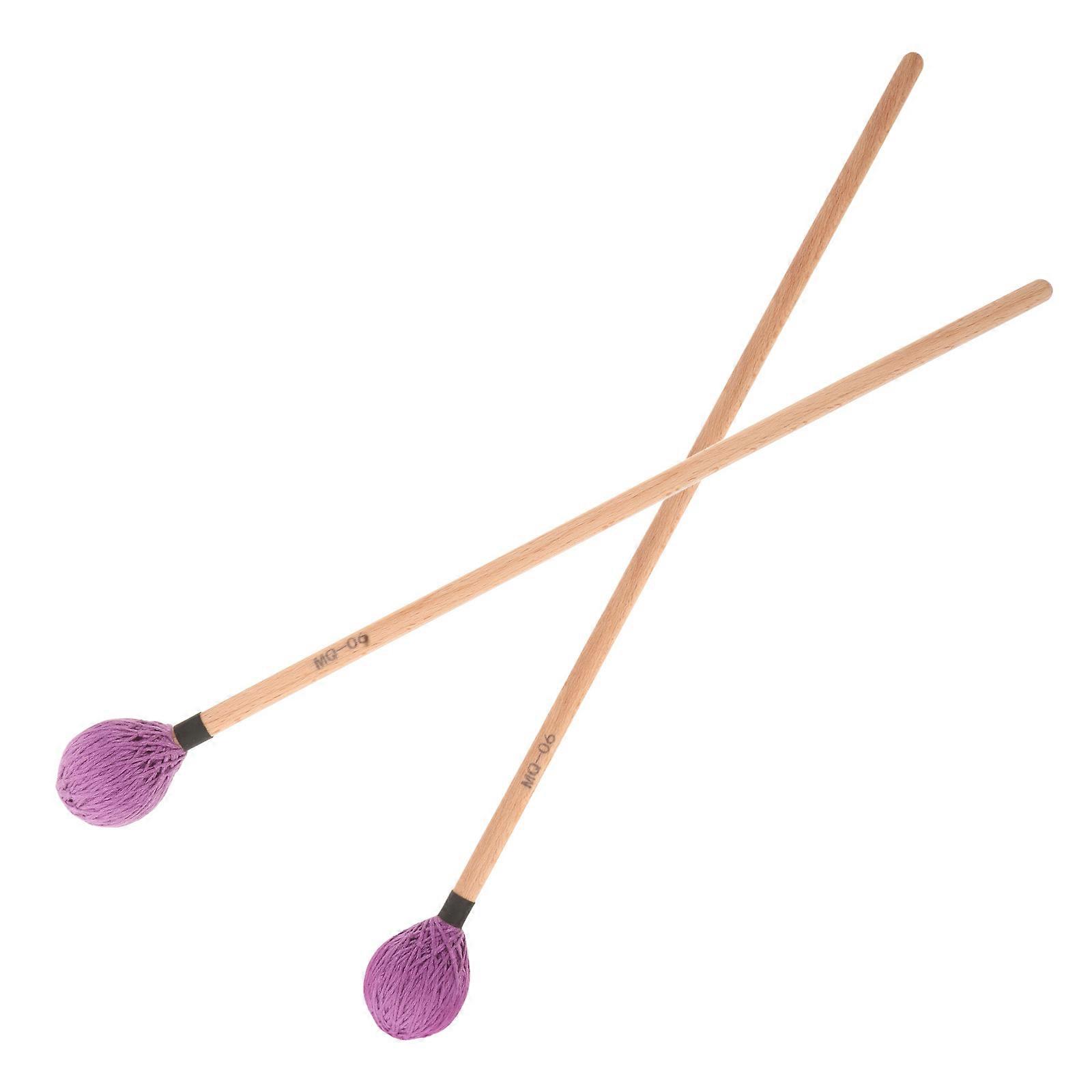Purple Drum Mallets with Woolen Yarn for Drum Use Comfortable Practical Professional Percussion Instruments Accessories 1 Pair
