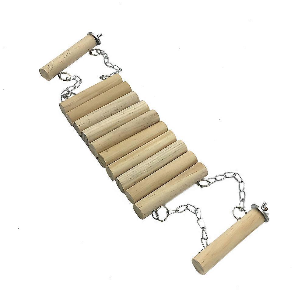 Natural Wood Animal Climbing Ladder for Hamsters Birds and Small Pets Durable and Easy to Attach 9.8 x 5.5 Inches Khaki