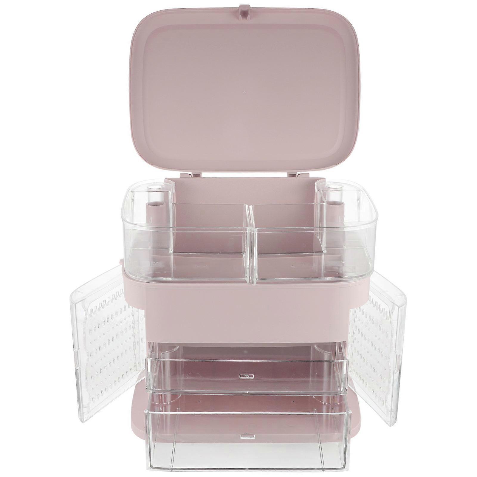 Cosmetics Storage Station Plastic Pink Versatile Organizer for Organizer