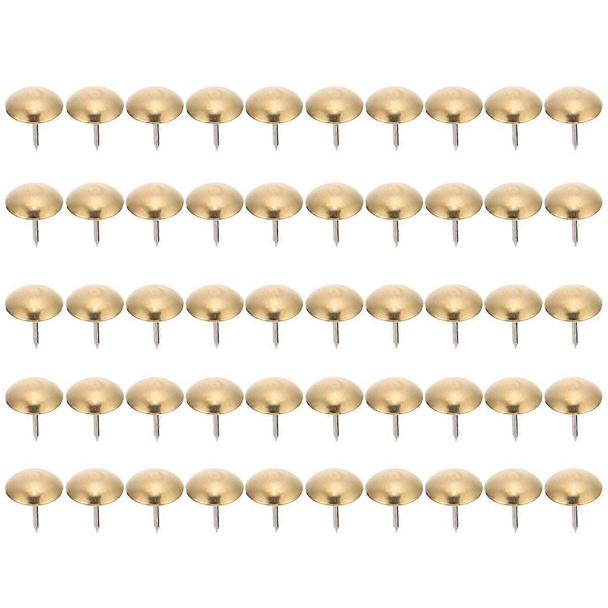 Round Head Copper Nails 50Pcs Golden Versatile Matching Push Nails for Home Use