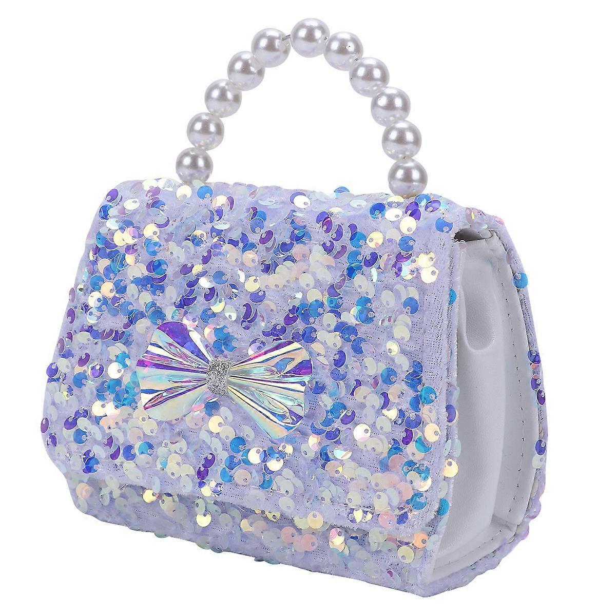 White Sequin Crossbody Bag with Pearl Design Elegant Bowknot Clutch for Women – Versatile Handbag for Parties and Daily Use, Holds Cellphone and
