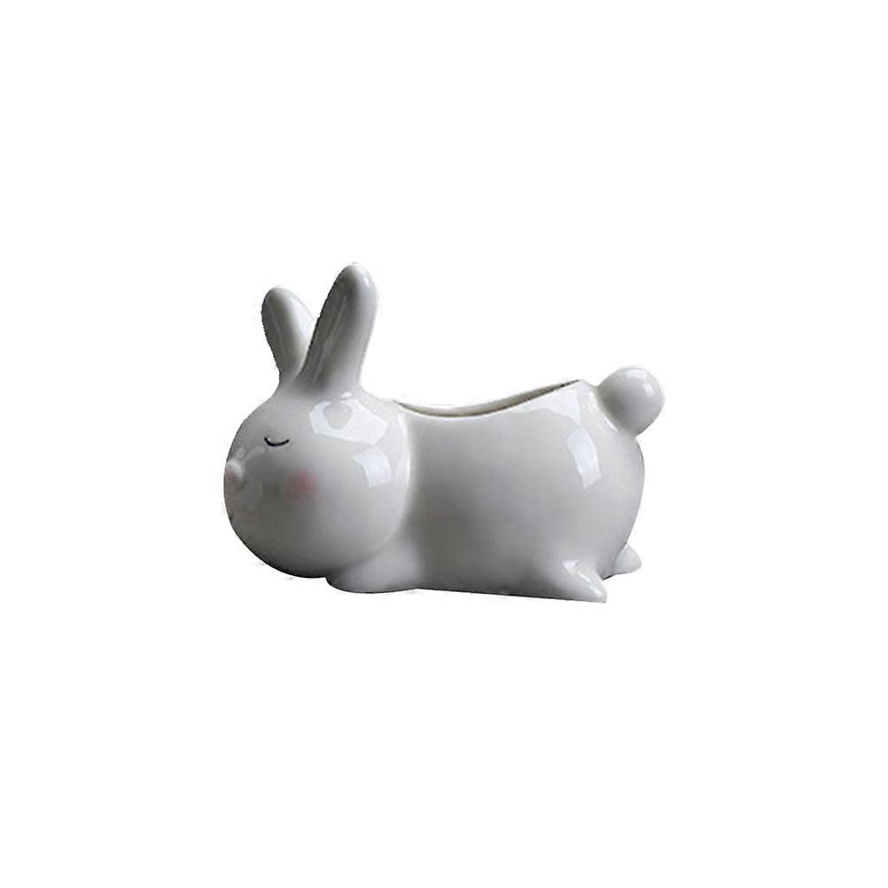 Adorable Rabbit Shape Planter For Succulent Bonsai Small Flowers And Cactus In White Color 1Pack