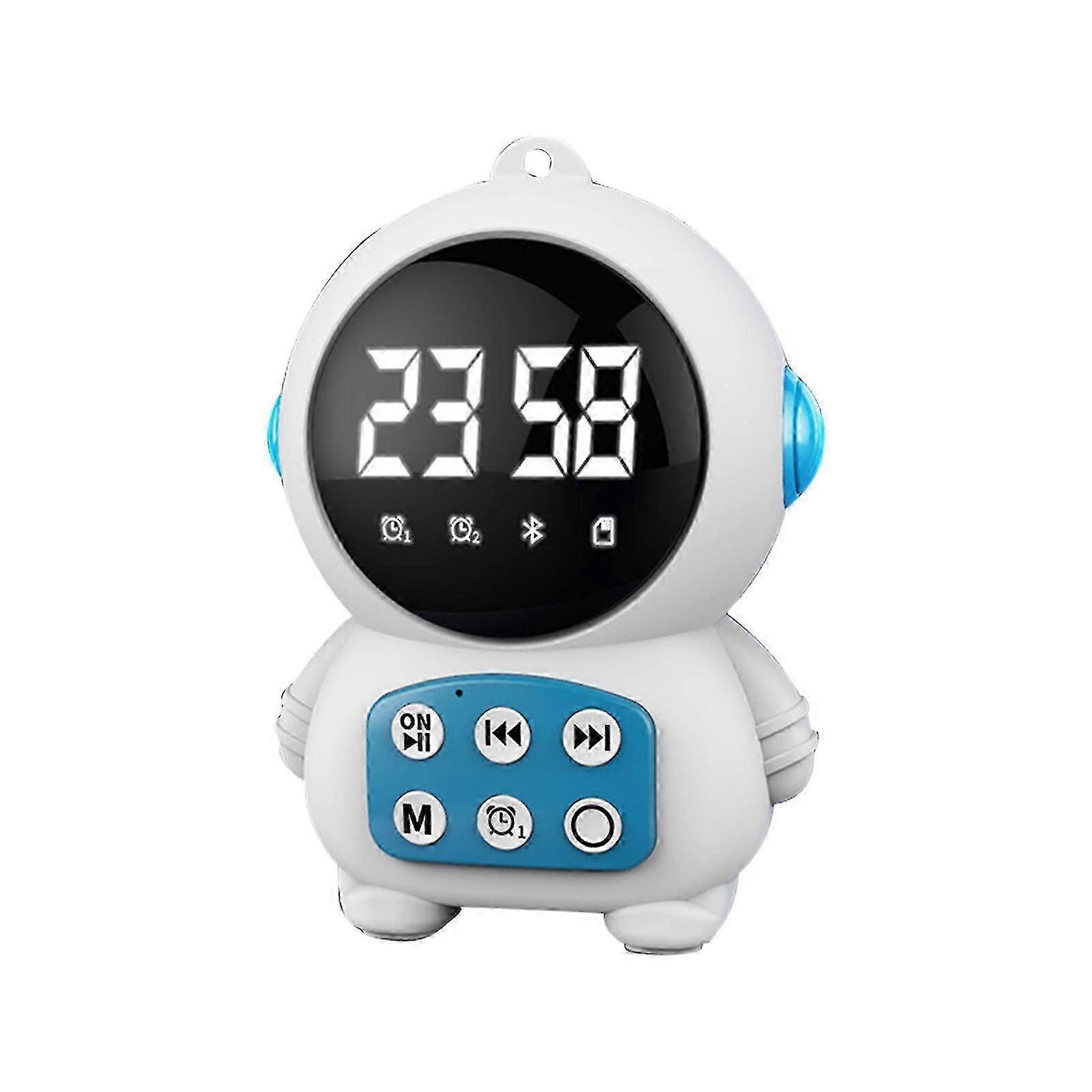 Space Robot Desktop Speaker Clock Alarm Radio Handheld Mirror Bluetooth Small Speaker