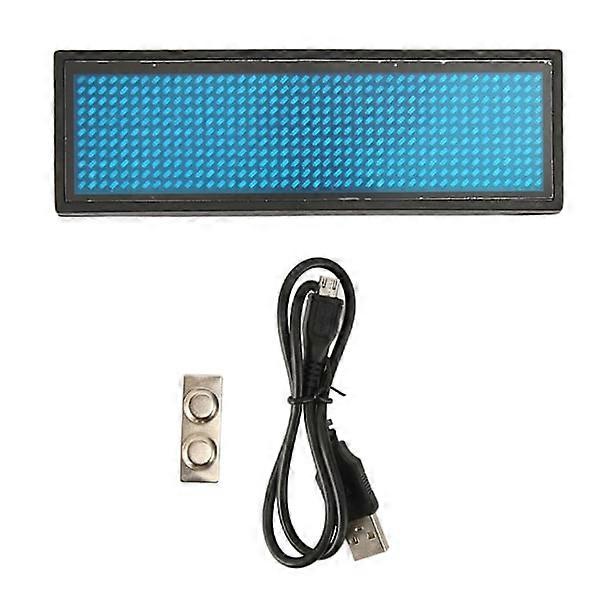 LED Name Badge Tag Scrolling Blue Programmable 4 Brightness Magnetic Business Card Display