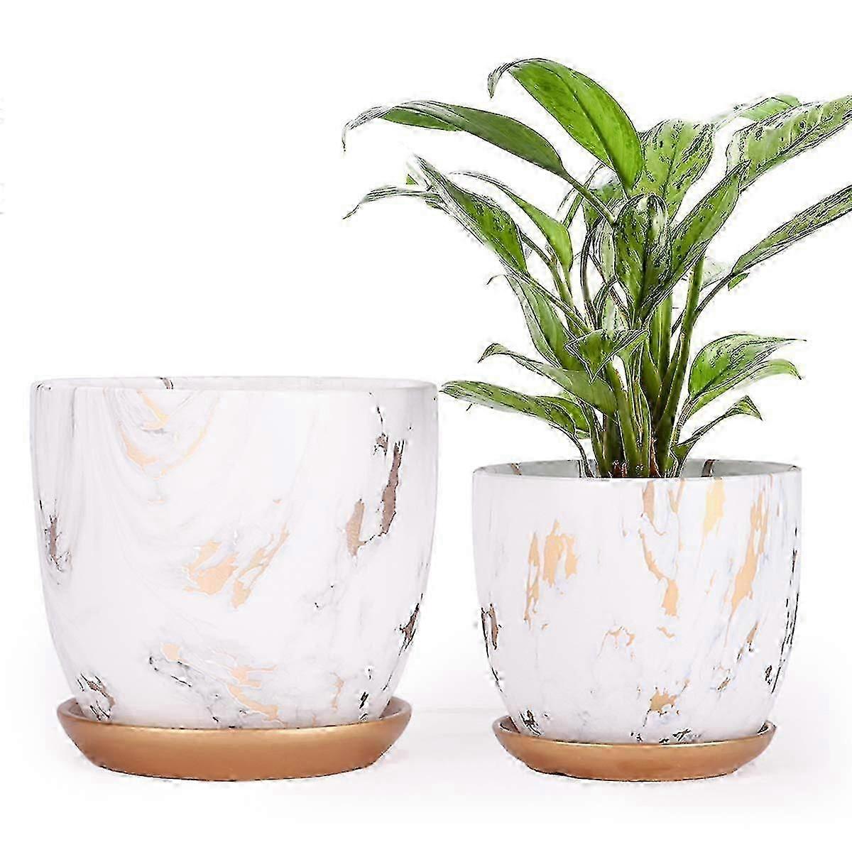 2 Sets Keramik-Pflanztöpfe - 7" & 5,5