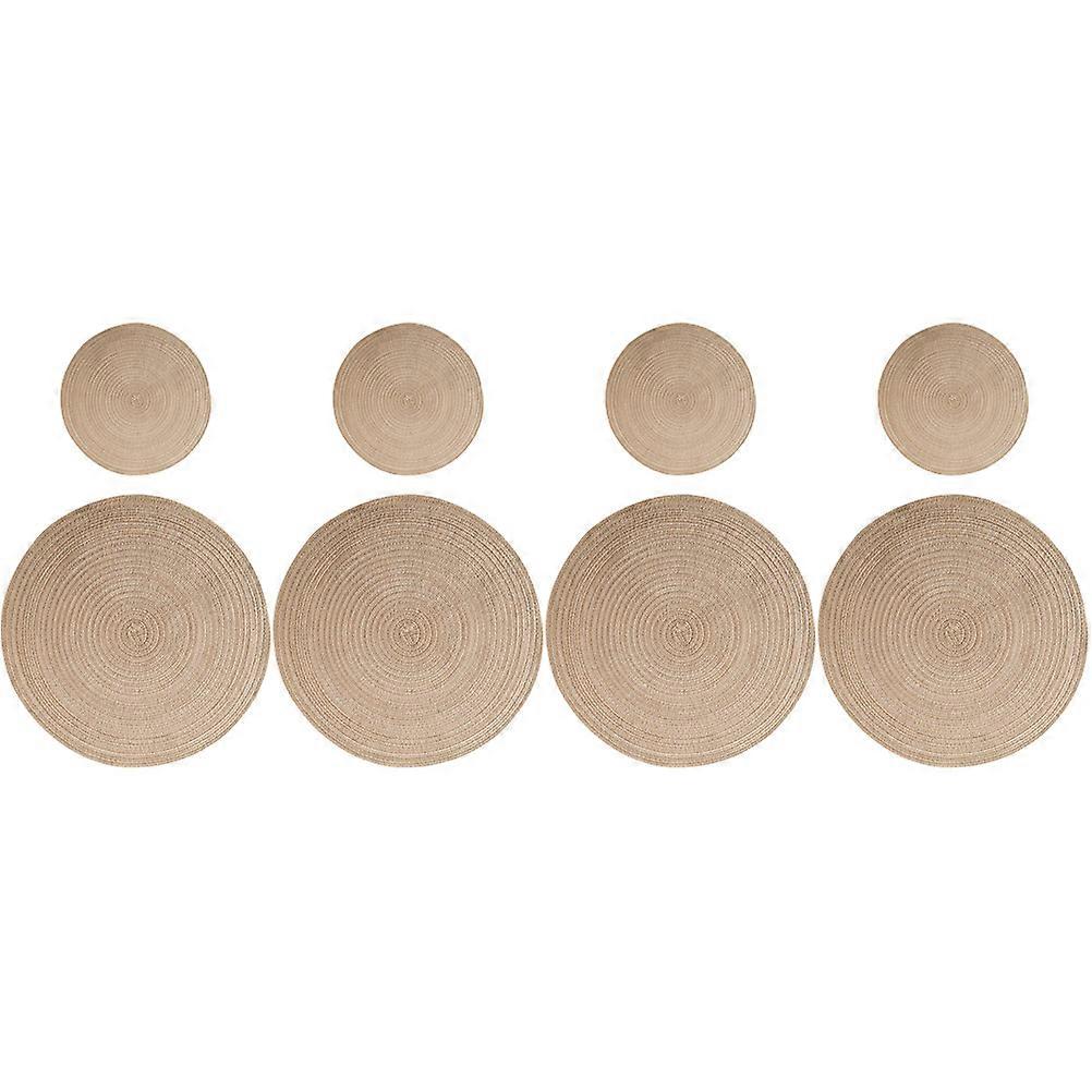 Woven Placemats 8Pcs Round Table Protectors For Kitchen Ware Chocolate Color Nordic Style Heat Insulation Design