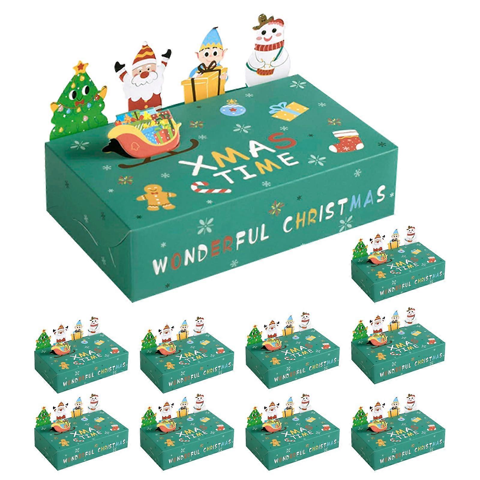 10 x Christmas Gift Box Foldable Biscuit Box Green Gift Box Chocolate Box