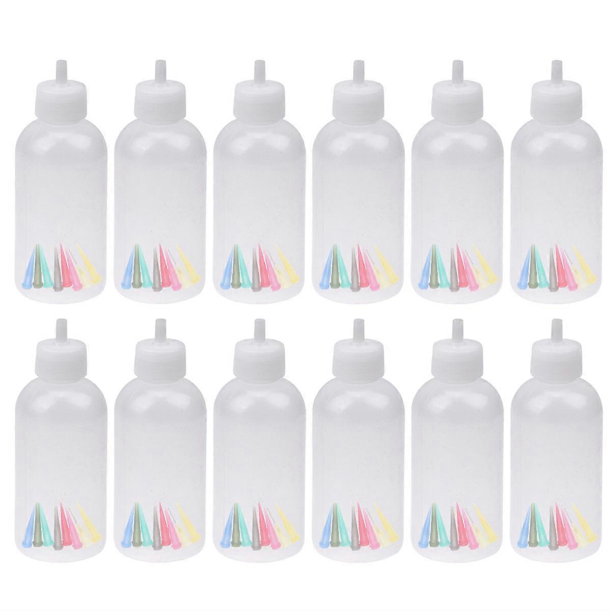 White Squeeze Bottles with Detachable Heads for Storage Use 12 Sets Plastic Jam Painting Dispenser