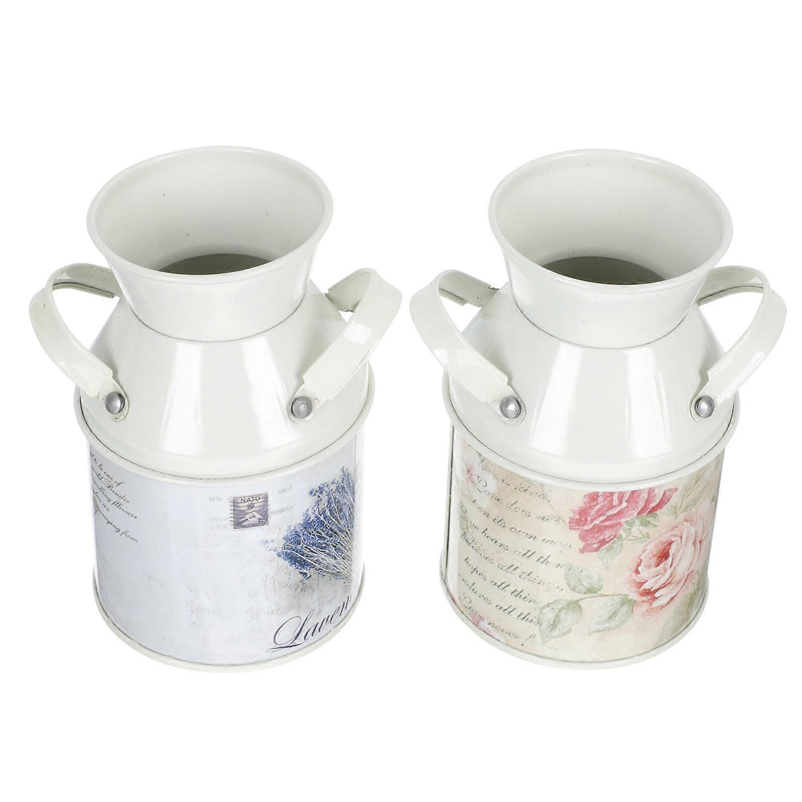 Small Metal Flower Vase 2Pcs Rustic Style Home And Garden Decoration Suitable For Indoor Outdoor Use Elegant And Practical