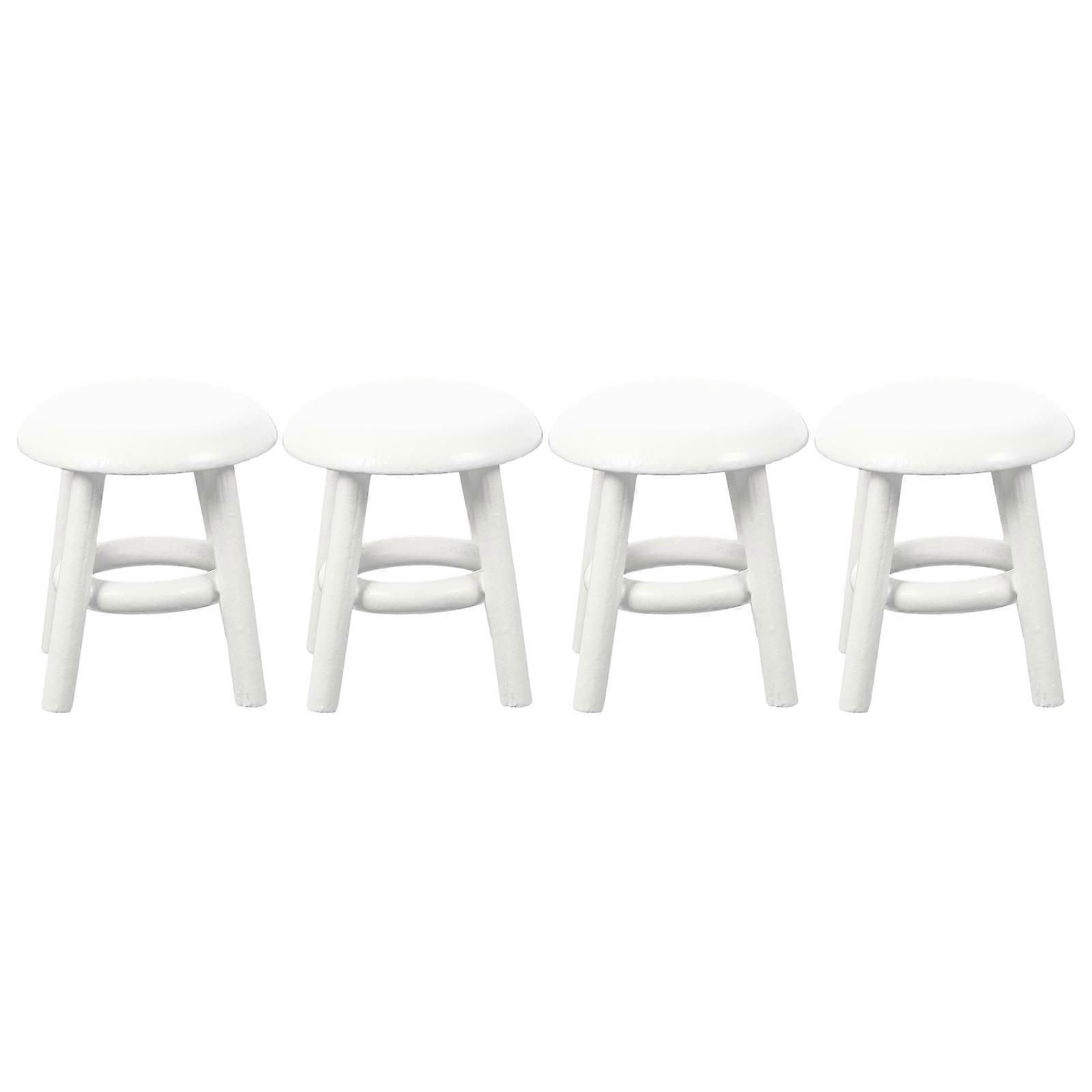 Mini House Decorative Stool Set for Kids with Square Shape and White Color Ideal for Home Decoration and Parent-Child Games 4Pcs