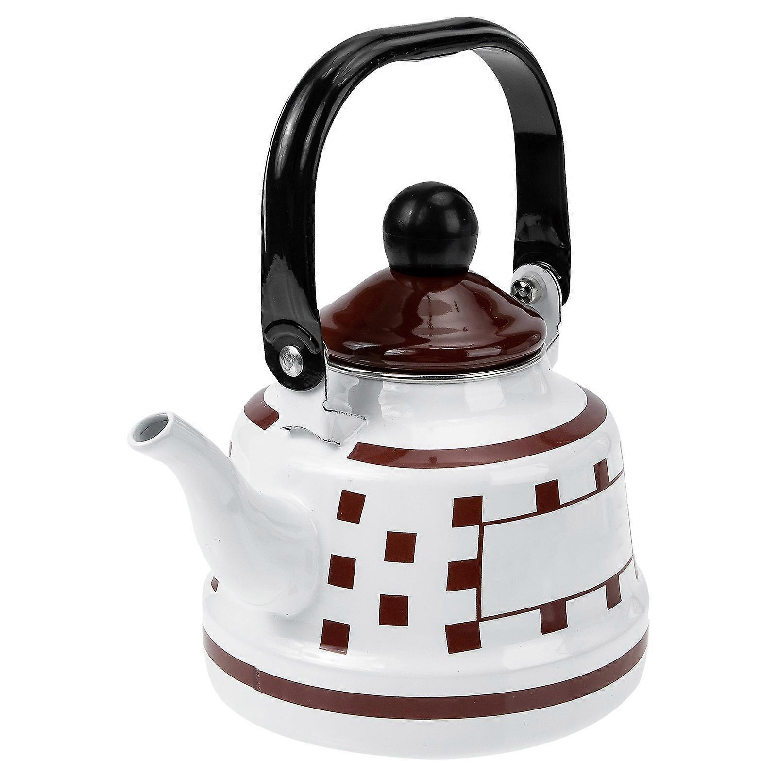 Enameled Teapot Coffee Pot Boiling Water Kettle Kitchen Use Brown Color 1Pack