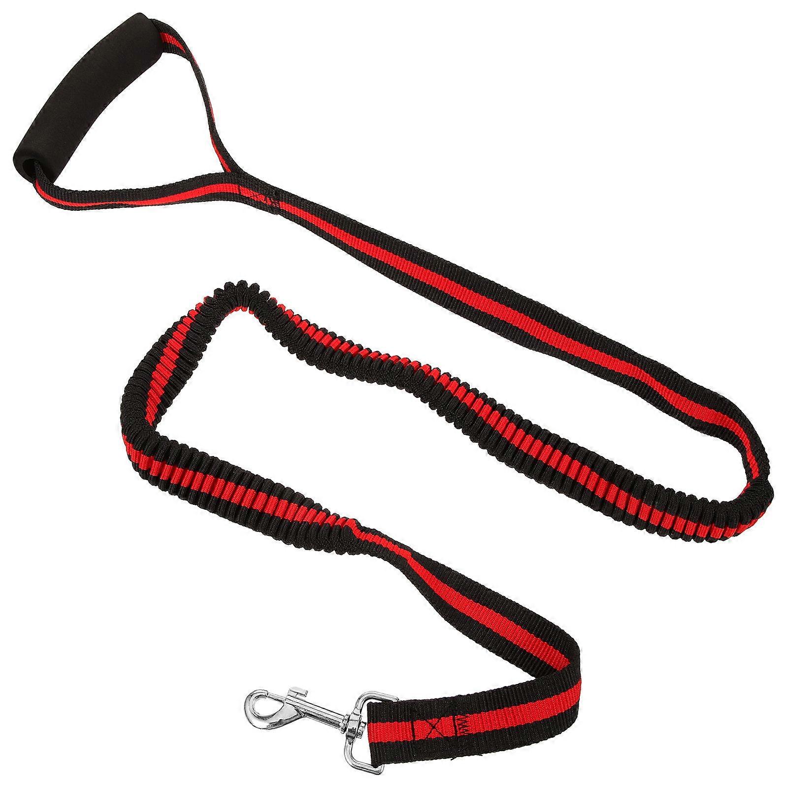 Reflective Elastic Dog Leash for Pets Running with Durable Rubber and Metal Red Long Design