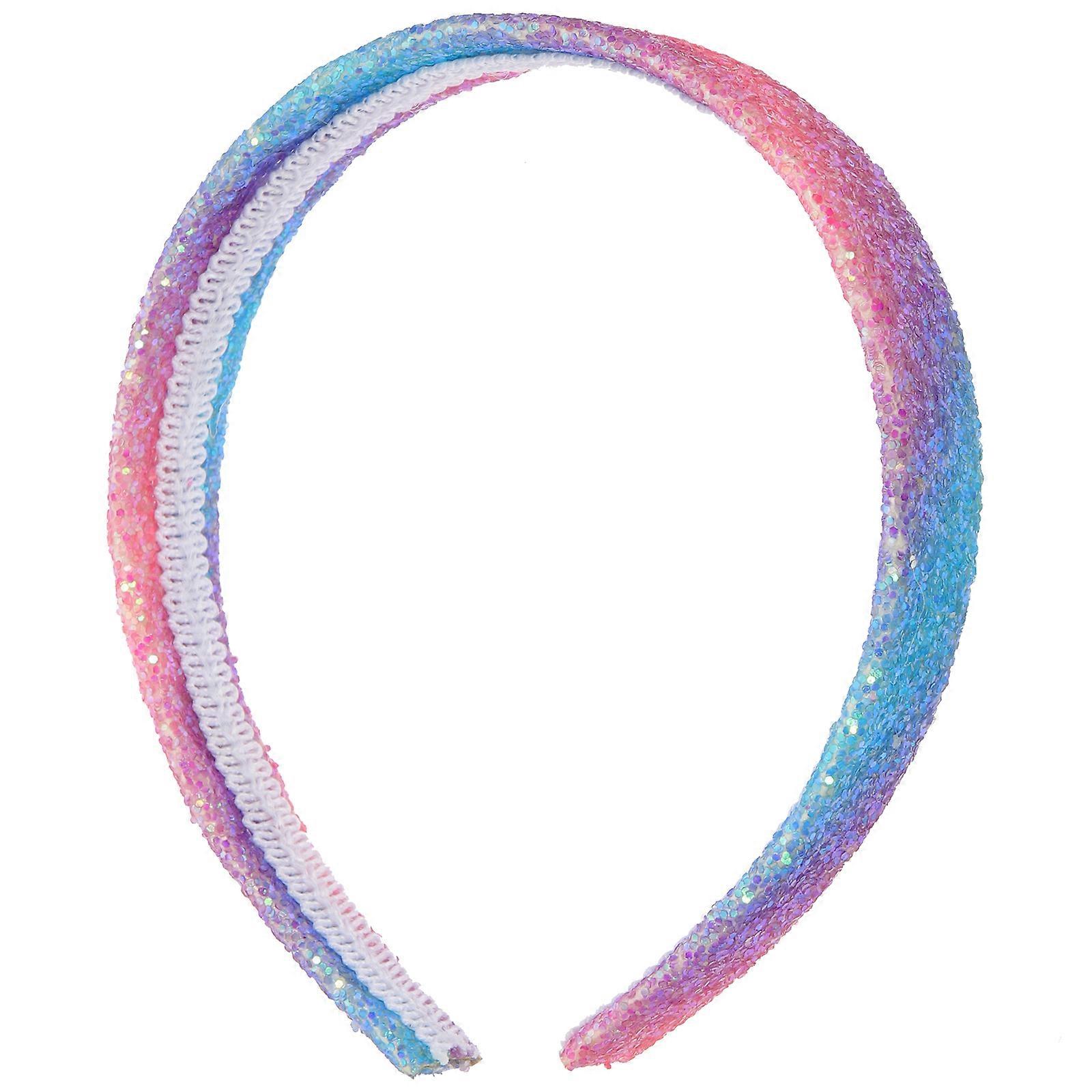 Glitter Hairband for Girls with Sequin Decorative Design Made of Artificial Multi Color 1.5 Inch Wide
