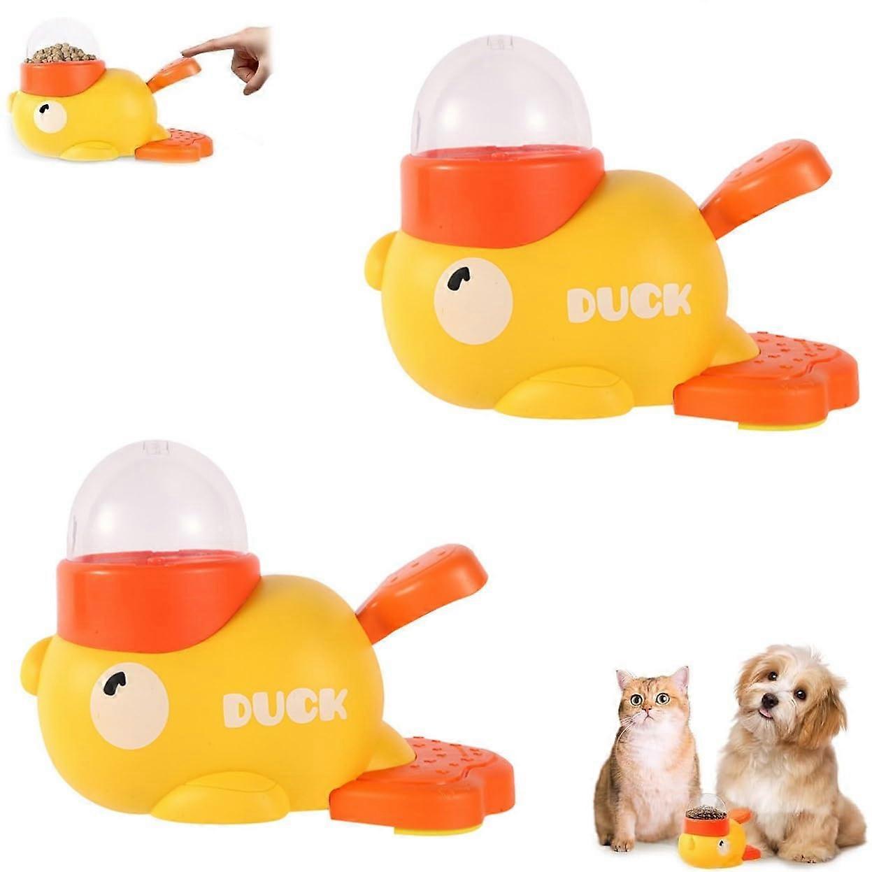 Slow Feeder Duck Shaped Interactive Dog Toy, Pet Feeder, Interactive Feeder, Cat Food Dispenser, Toy for  Dispenser (Pack of 2) 2pcs