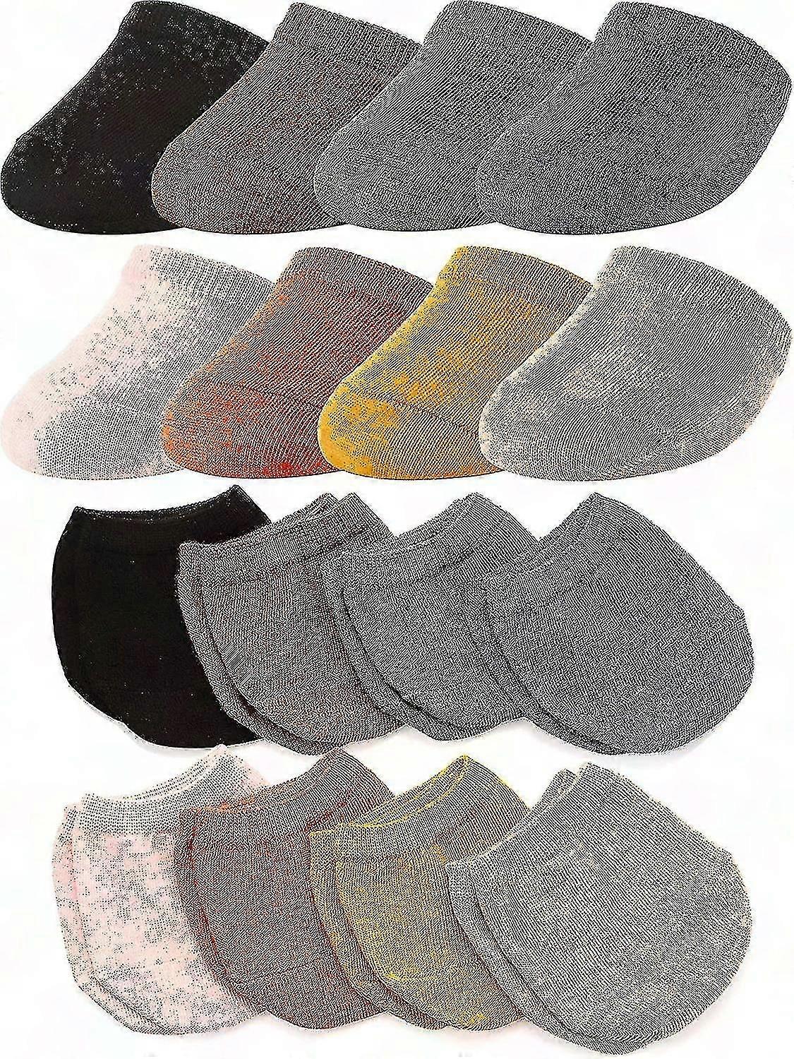 8 Par Seamless Toe Liners Half Socks for Dame