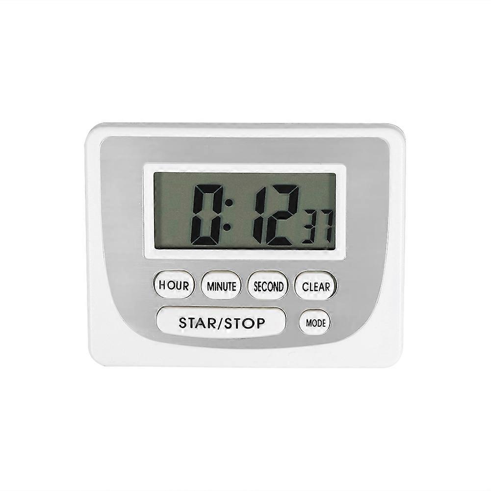 Mini Electronic Kitchen Alarm Clock with 24-Hour Countdown Timer and Battery (White)