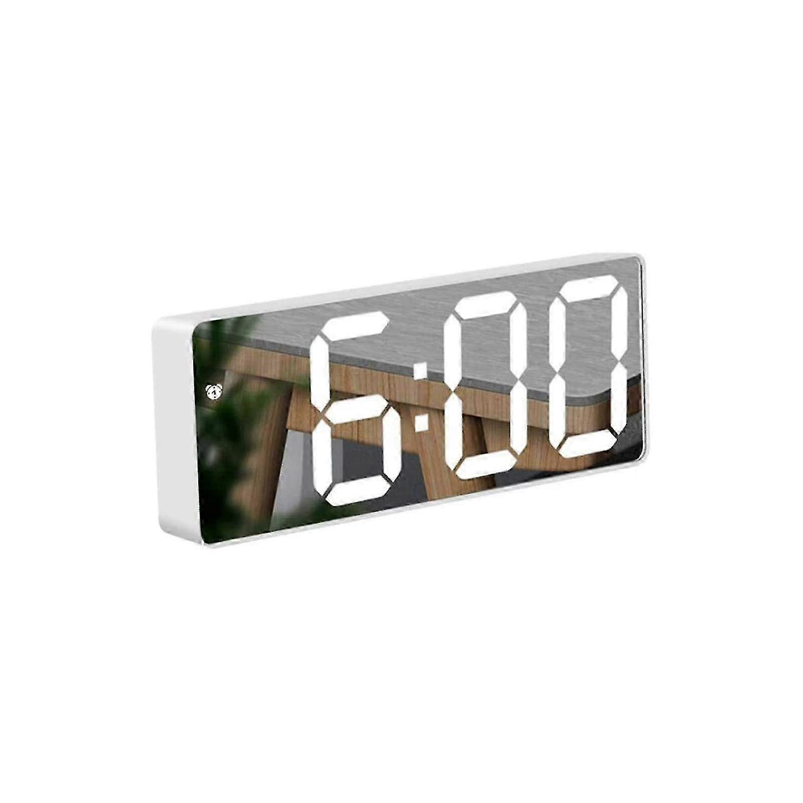 3 Inch LED Mirror Alarm Clock with Light Sensing Auto Dimming, Snooze Function & Adjustable Brightness for Bedroom