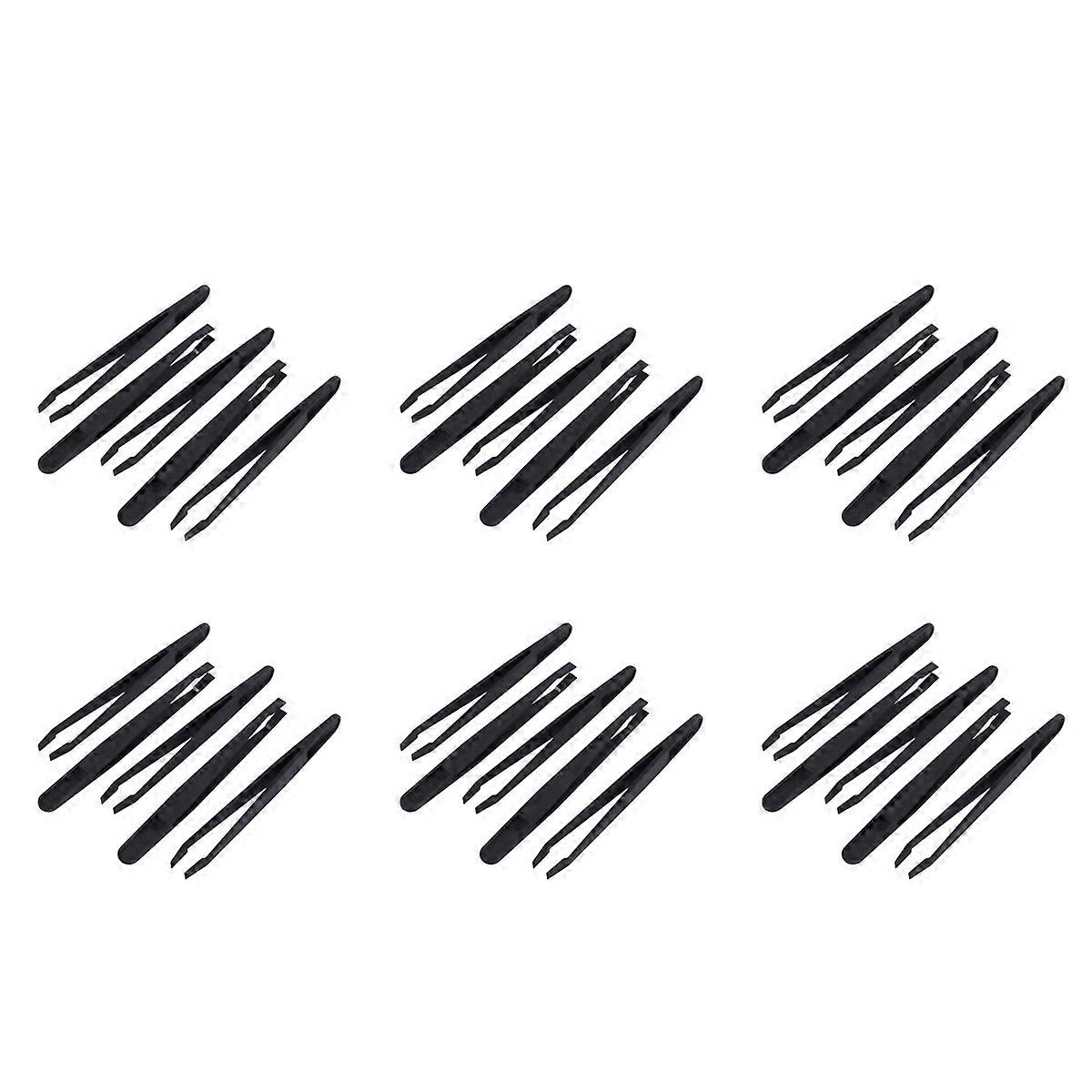 30 Pcs Manual Tool Black Plastic Flat Tip Anti-Static Tweezer 12cm Long