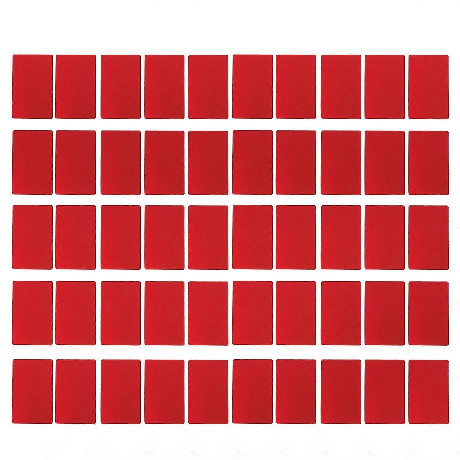 50PCS Business Name Card Laser Engraving Waterproof and Wear Resistant Aluminum Visiting Card for Company Red