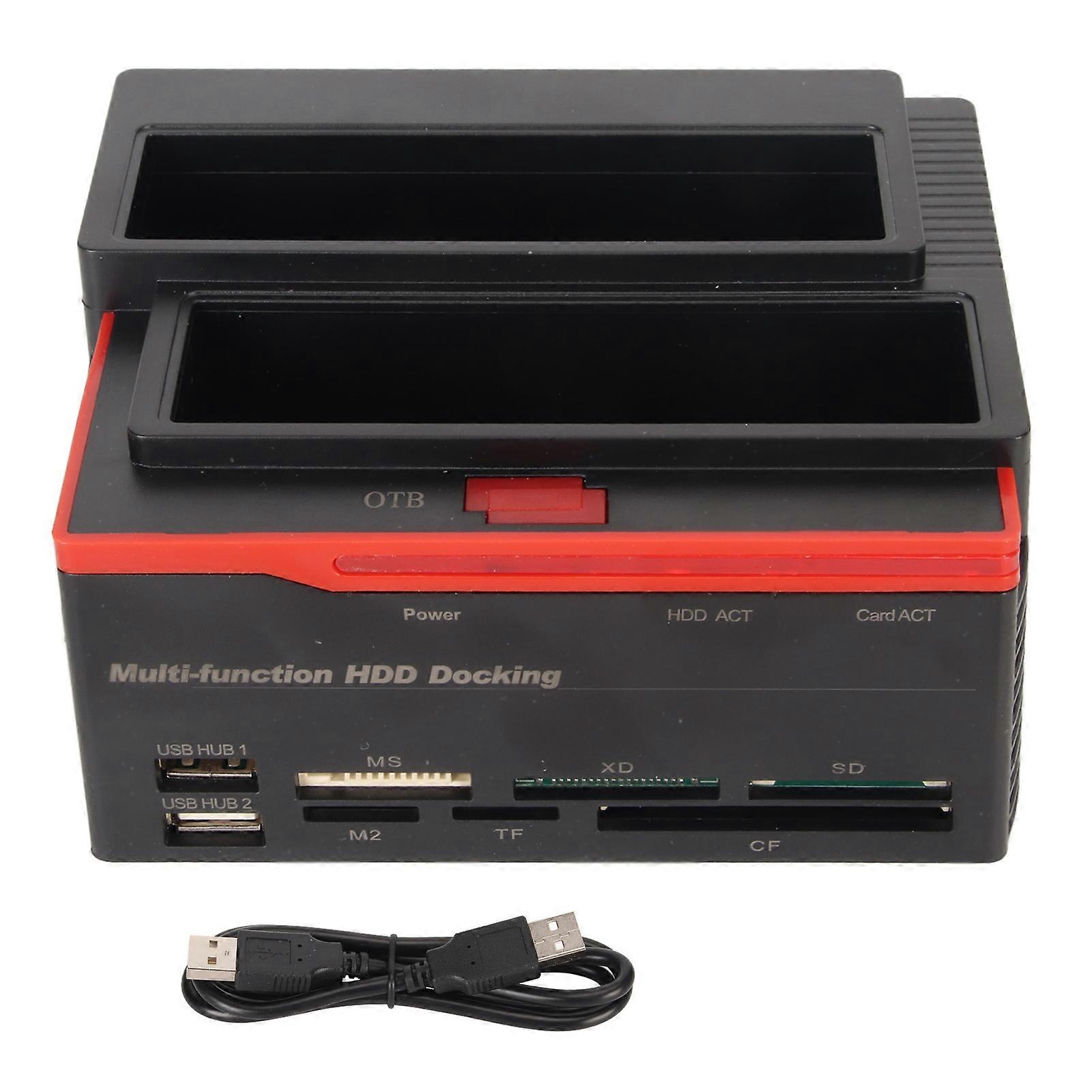 HDD Docking Station Dual Bay 480Mbps USB2.0 to SATA IDE Clone Function Hard Drive Reader for 2.5/3.5in 8TB SSD