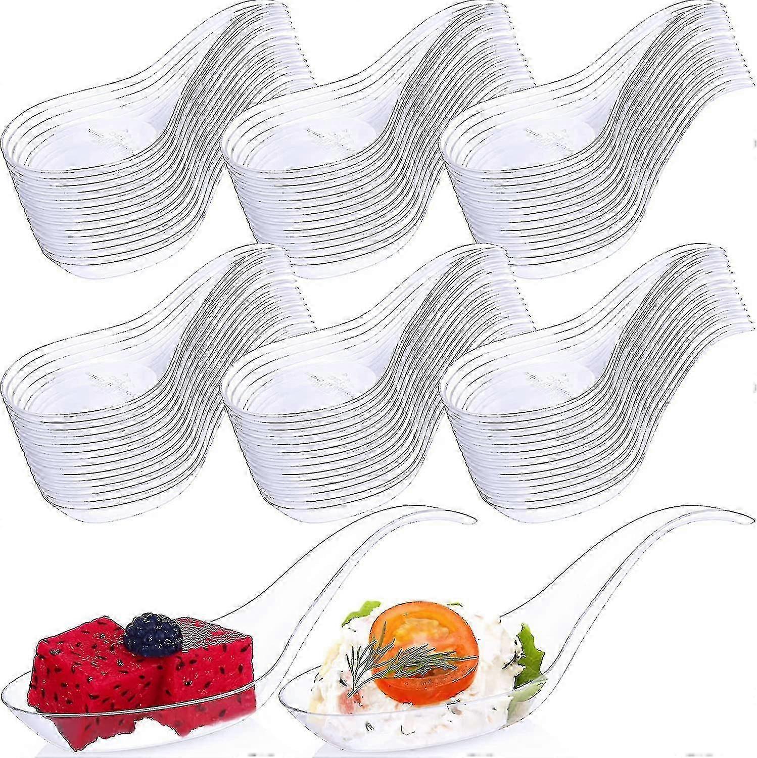 Disposable mini spoons, 400 pieces, curved handle and flat bottom, small and practical