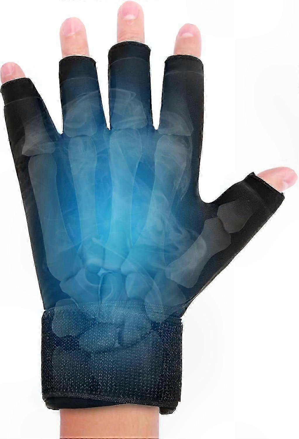 Adjustable Compression Gloves with Ice Pack for Finger Arthritis Pain Relief