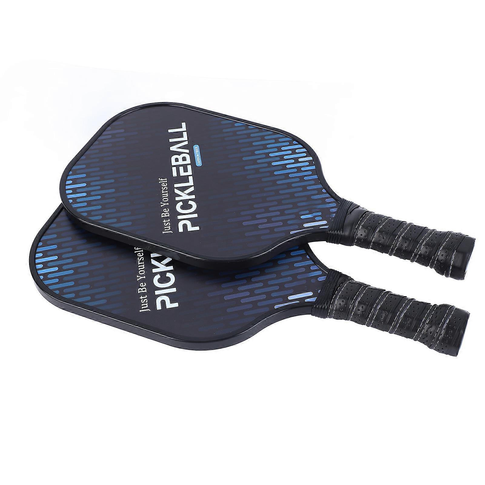 2Pcs Carbon PE Pickleball Paddles Set with 4 Balls, Black Blue