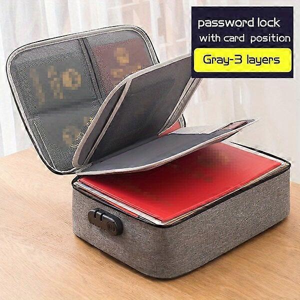 Document storage bag, 1 pc, 3-layer waterproof with lock