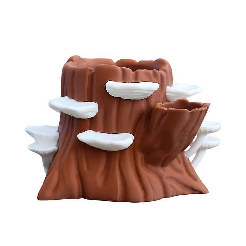 Creativity Tree Stump Paint Palette & Brush Holder,12 Paint Wells,Integrated Brush Organizer
