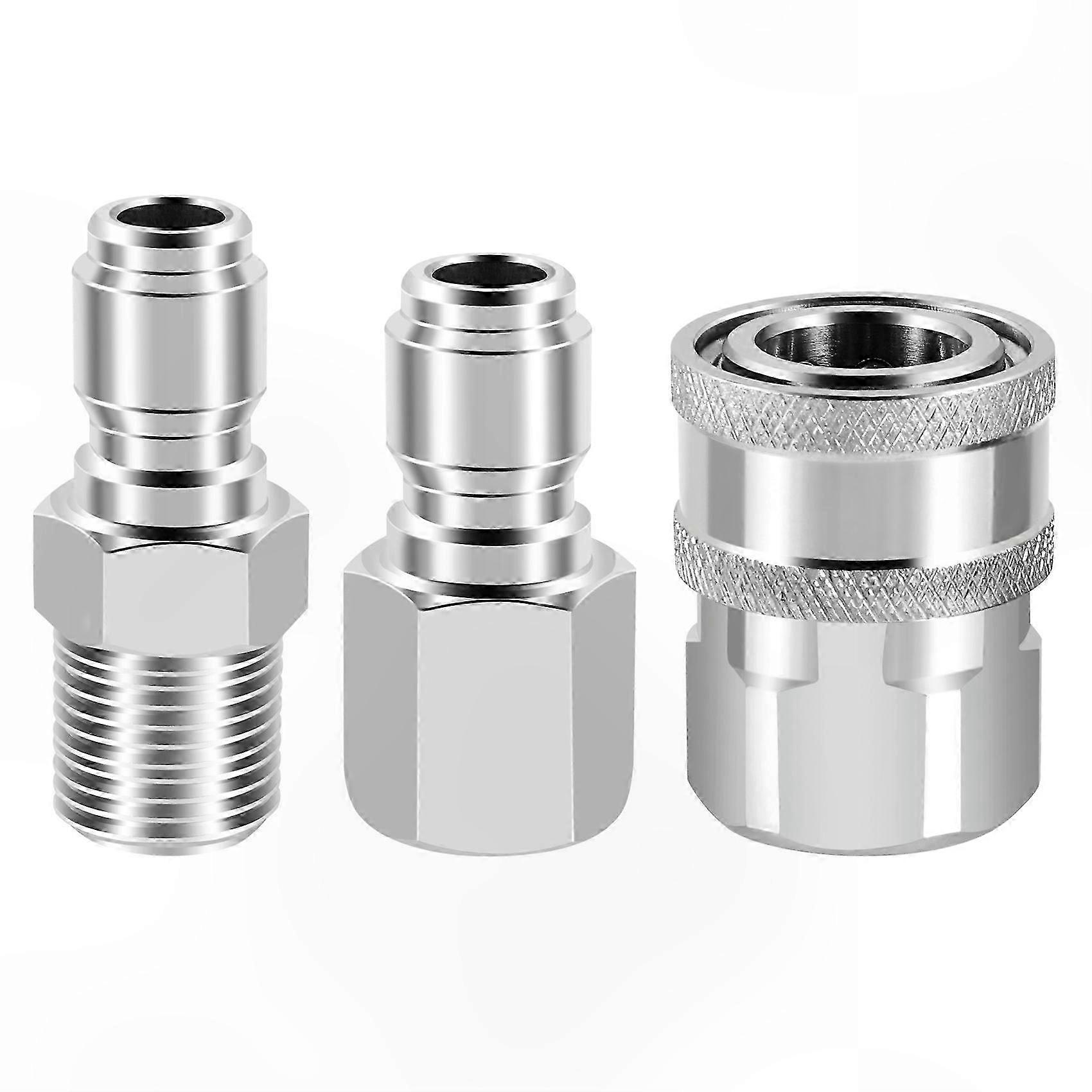 Quick Connect Kit for Pressure Washers, 3/8 Inch NPT Male and Female Adapters with Plug