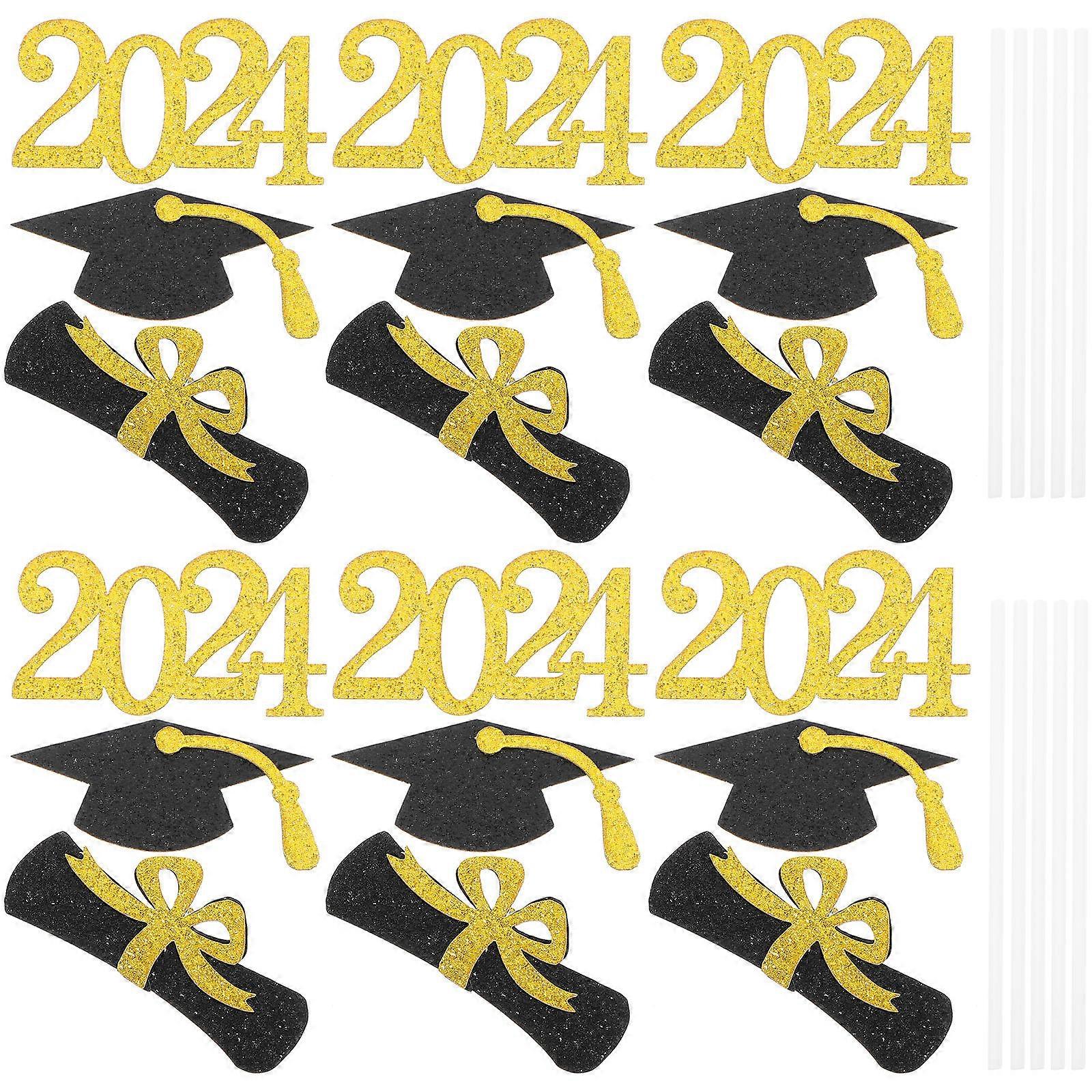 Graduation Dessert Toppers In Gorgeous Colors 24Pcs Ideal For Cake Decorating And Party Supplies