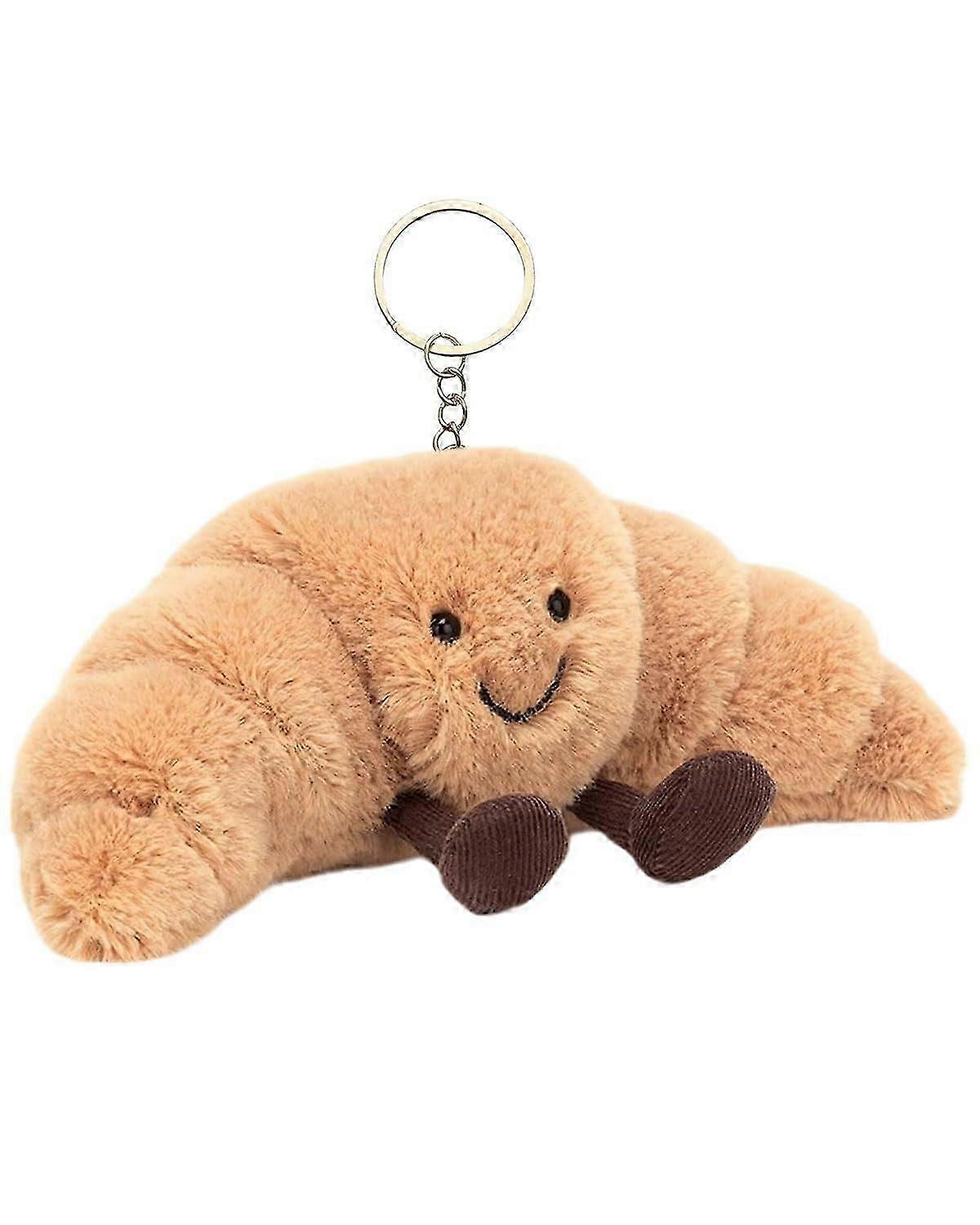 クロワッサンキーリングぬいぐるみバッグチャームバッグ用かわいいバッグペンダントぬいぐるみキーホルダーソフトな抱きしめたくなるおもちゃキーリング子供大人への贈り物として