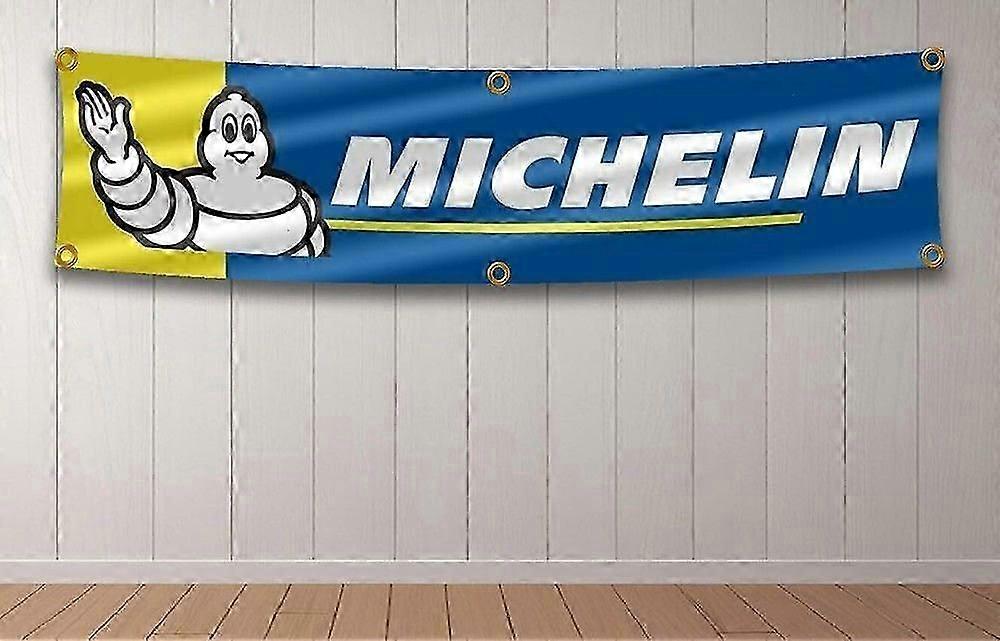 ミシュランタイヤレーシングバナーフラッグ2x8フィートガレージウォールアートアンプ;屋外ワークショップ Qqto363