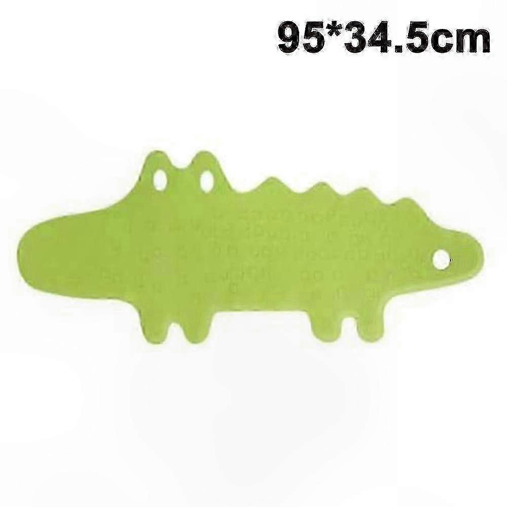 Soft Rubber Non-Slip Bath Mat for Kids, Machine Washable Shower Mat with Crocodile Pattern, 95cm x 34.5cm