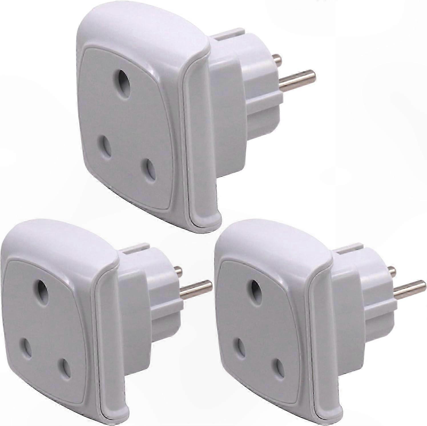 3-Pack White EU Plug Adapter - Convert Type M to 2-Pin EU Socket