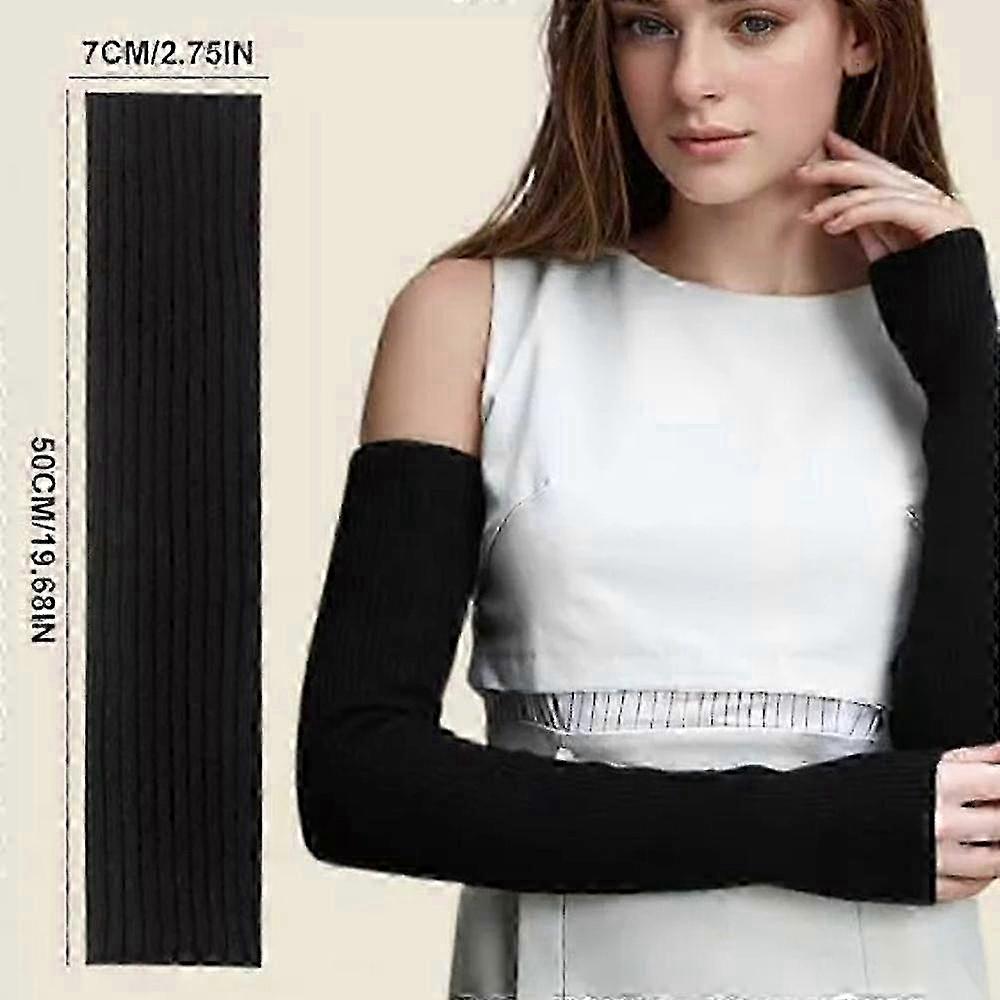 Manchettes d'hiver pour femmes, manches longues en tricot sans doigts avec trou pour le pouce