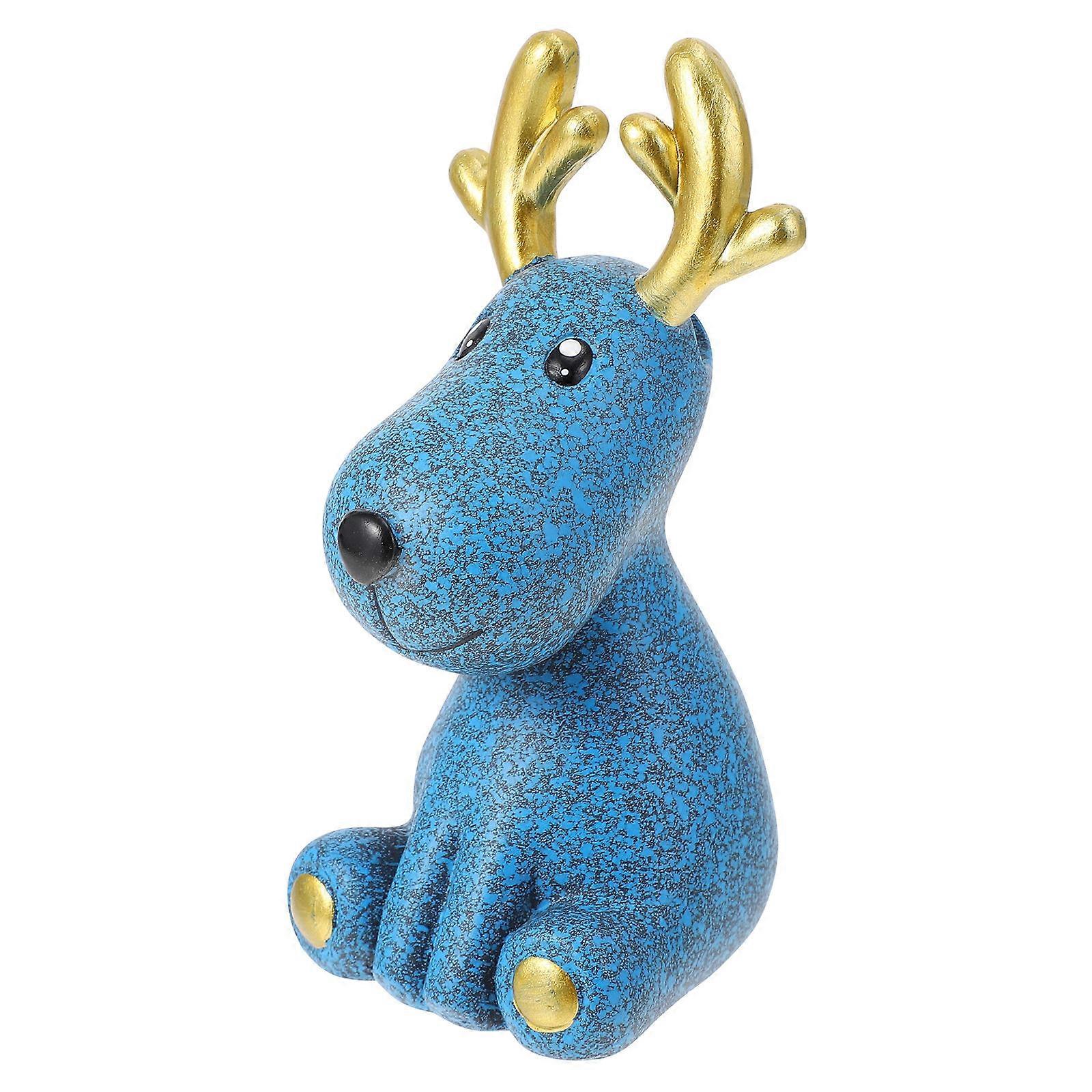 Desktop Ornament Deer Shape Glasses Stand for Storage Use 2Pcs Blue Resin