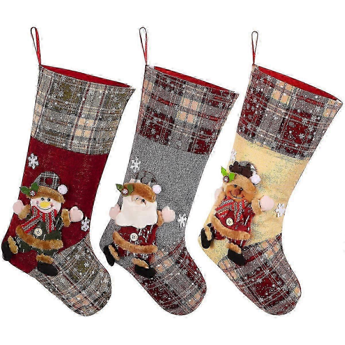 Christmas Stocking,Big Xmas Stockings Decoration,43*23cm Santa Snowman Reindeer Stocking