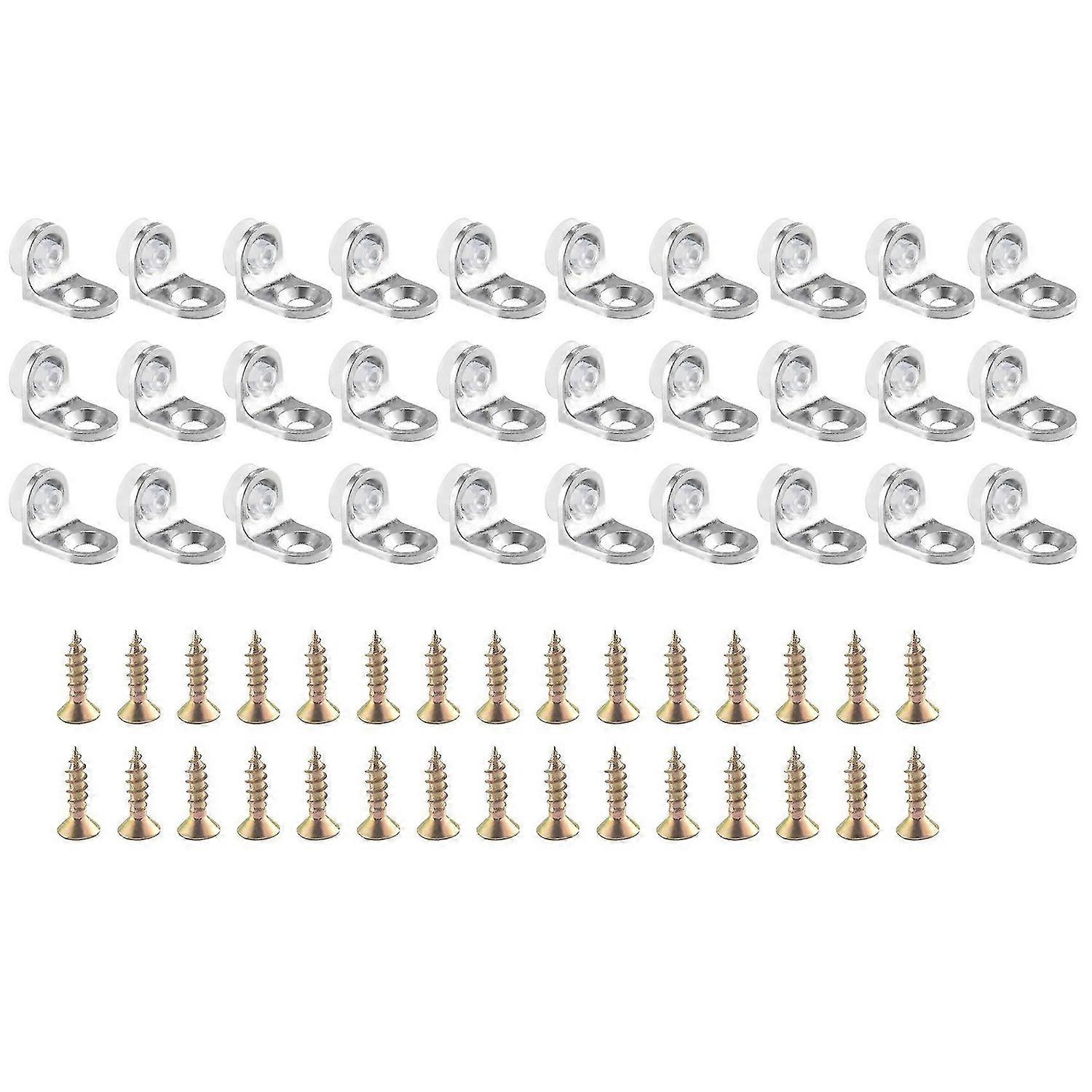 30 Pieces Glass Shelf Bracket with Sucker Glass Shelve Support Right Angle Fixing Brackets for Kitch