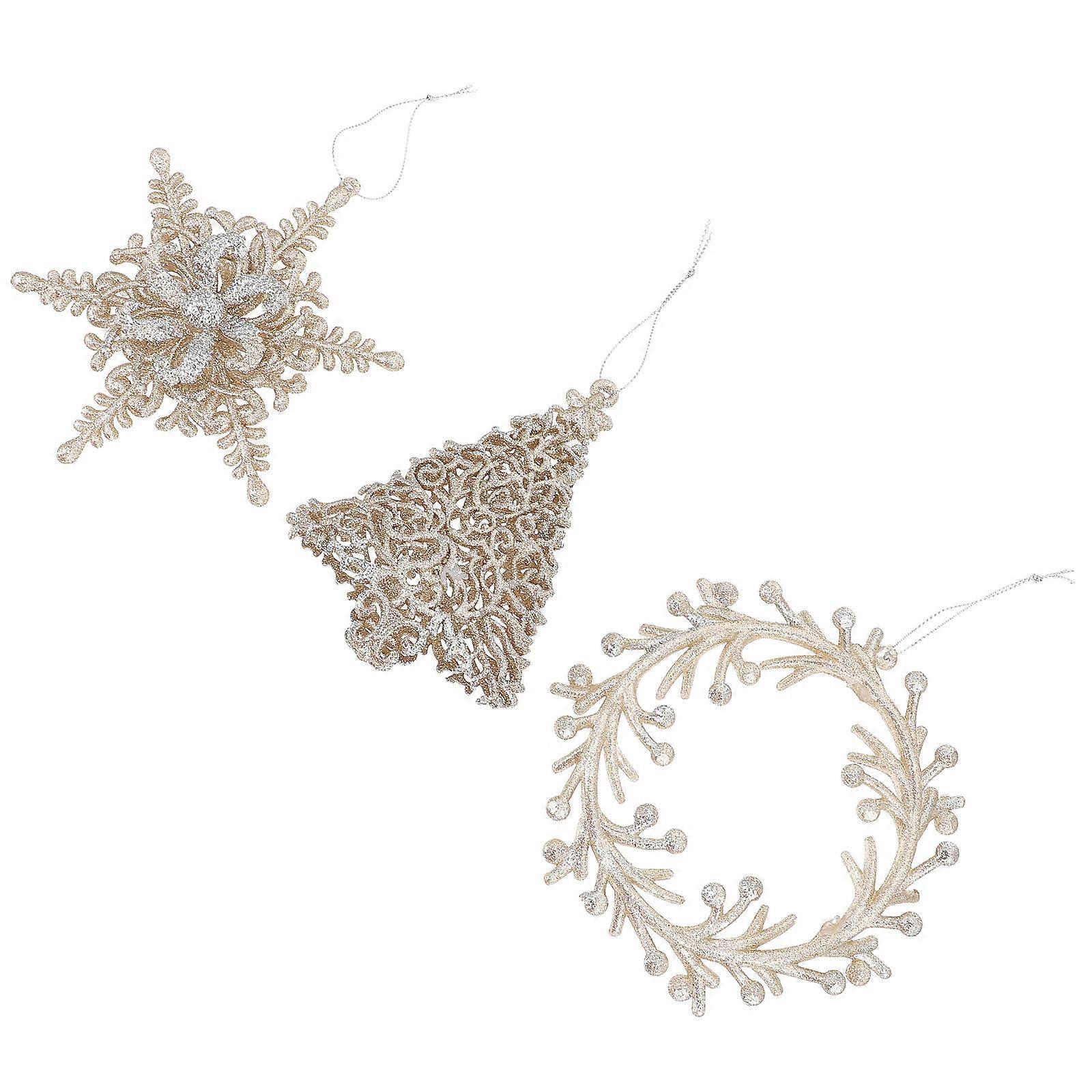 Christmas Tree Pendants Snowflake Ornaments for Decor 3Pcs Set