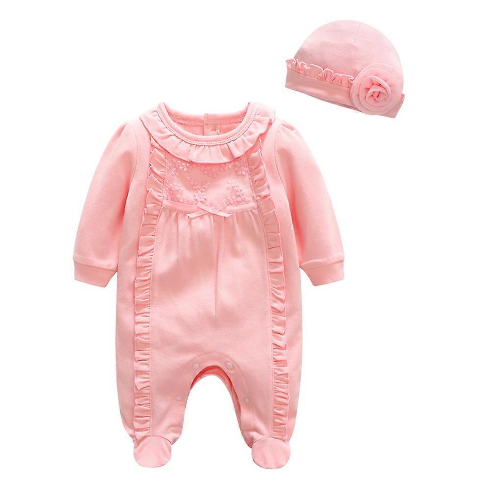 Spring Baby Jumpsuit for Infant Use 2Pcs Pink Cotton Sleeve