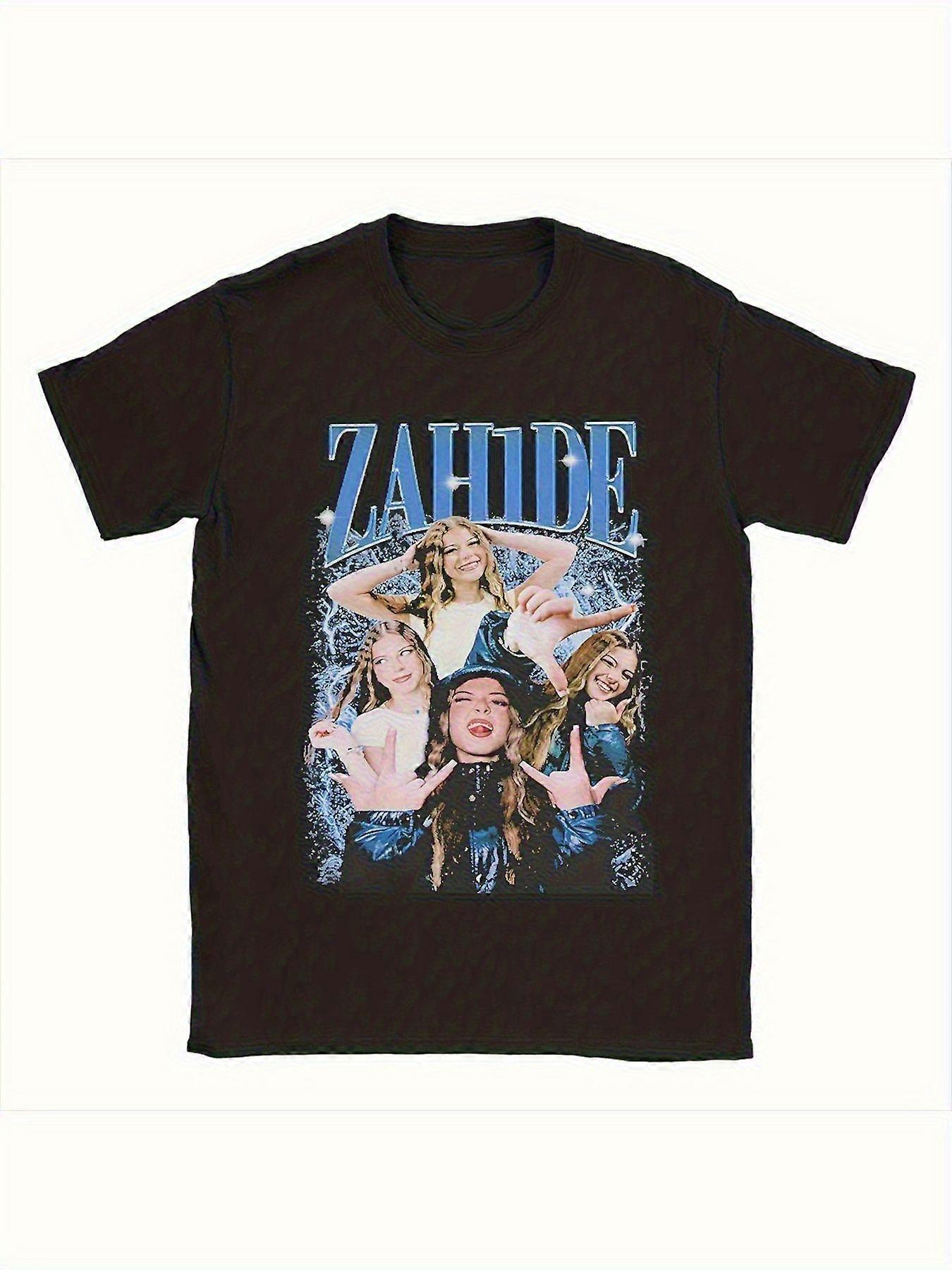 Allseason Apparel Retro Zahide Bootleg Merch تي شيرت للجنسين - 100٪ قطن جريء هندسي وطباعة جرافيك بورتريه ، فضفاض كاجوال -DETUP10