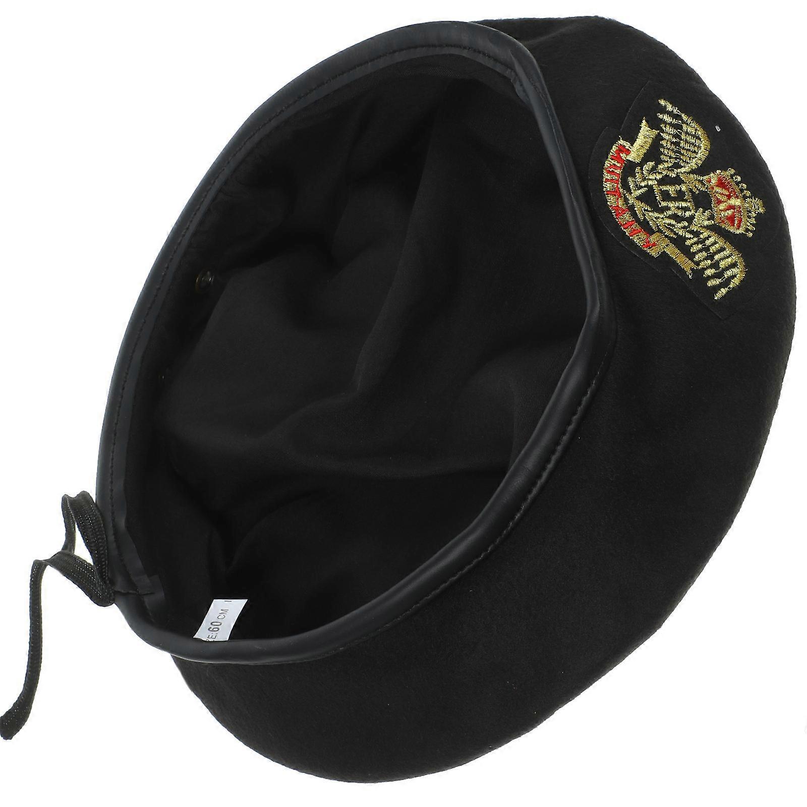 Captain Cosplay Cap Hat Captain Hat for Decorating 5Pcs Durable Black Wool-Like Material