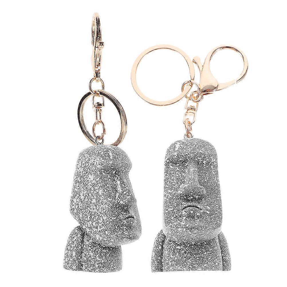 Moai Key Chain Ornament for Decoration Use 8Pcs Multi-Functional Keychains