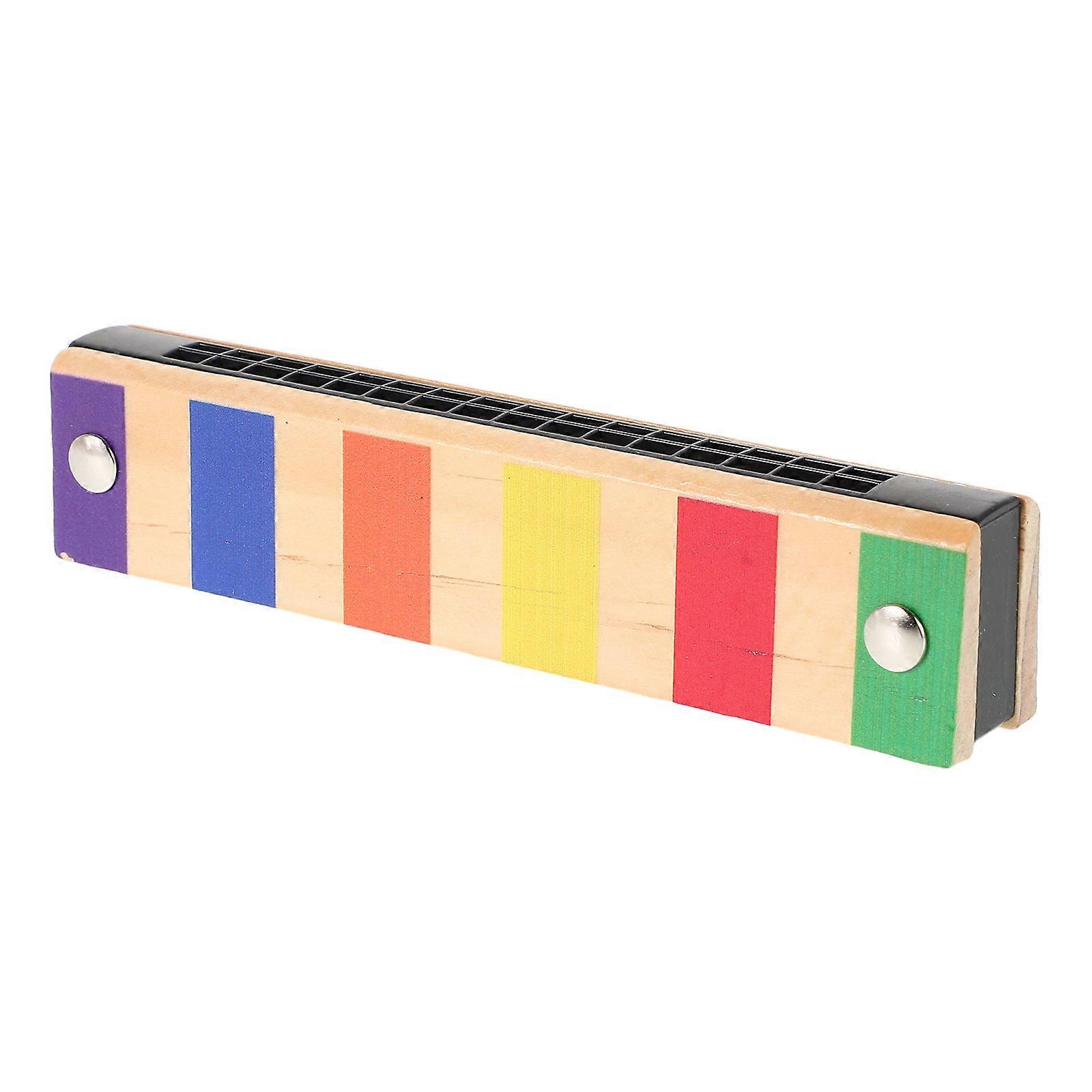 Multi Colored Wooden Harmonica for Kids 16 Holes Beginner Musical Set
