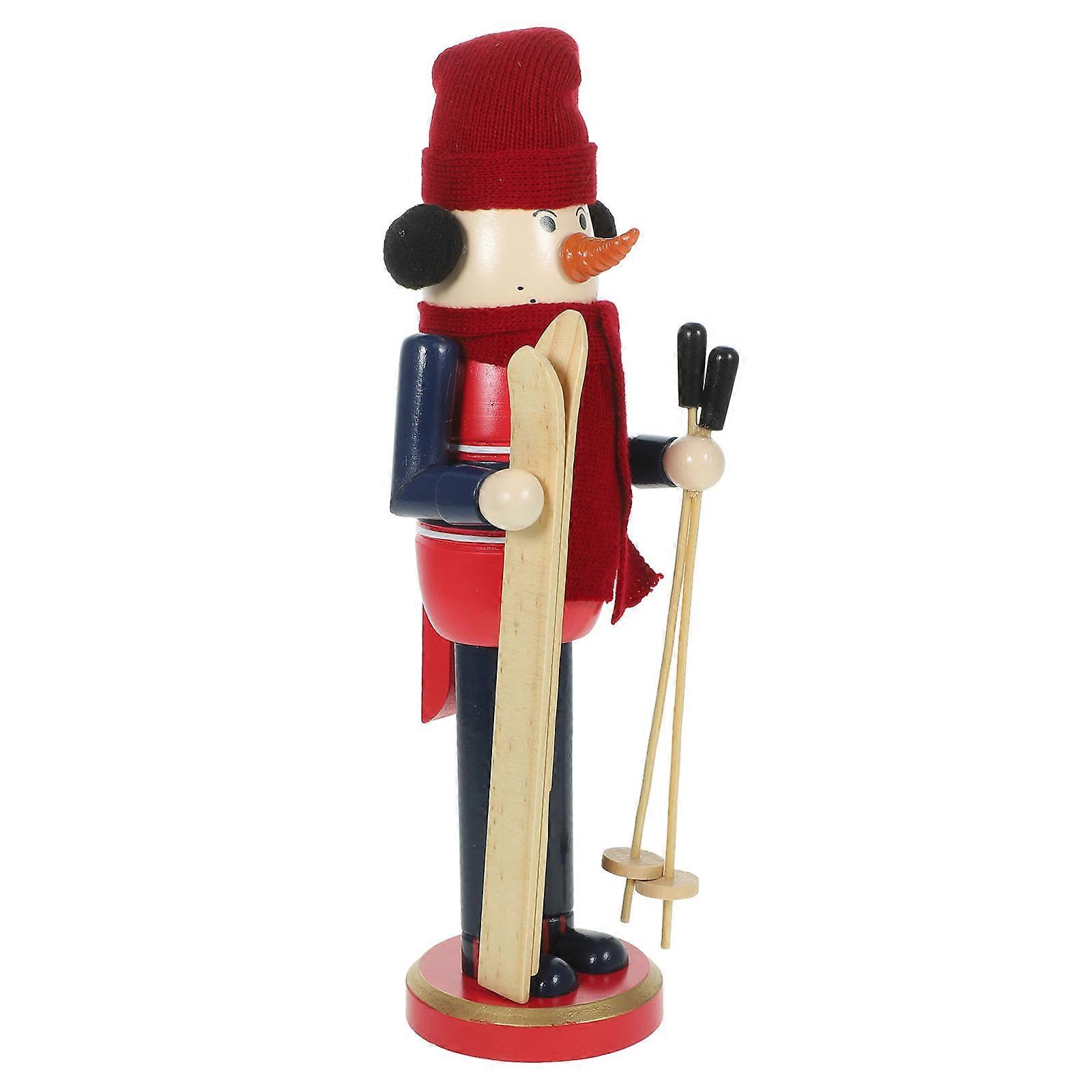 Unique Skiing Nutcracker Christmas Decor For Indoor Decorations 30CM Safe Paint Multi Color 2Pcs
