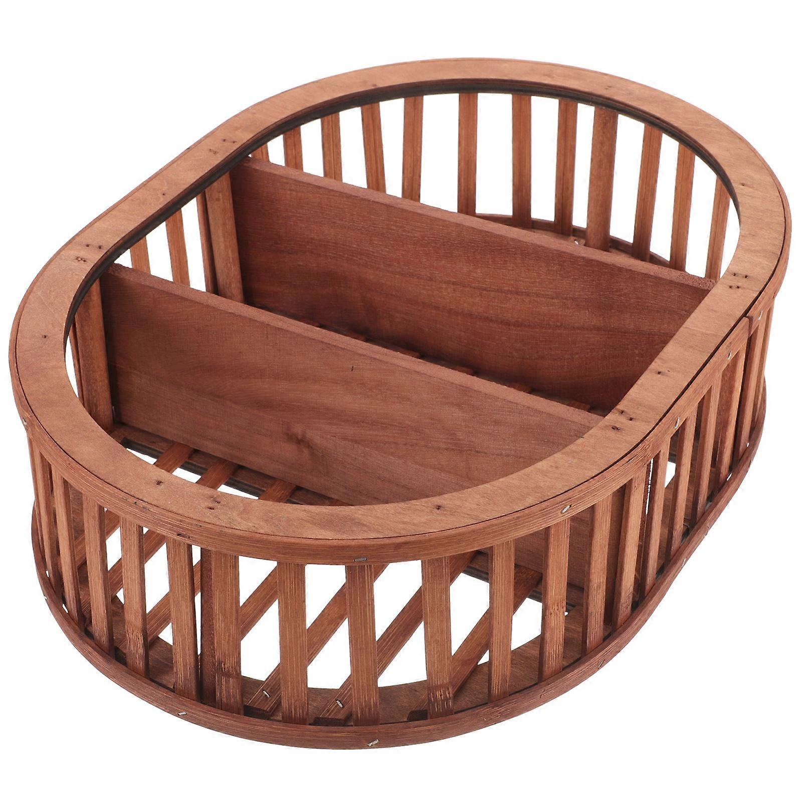 2Pcs Wall Mounted Oval Shape Wood Display Shelf For Space-saving Organization In Bedroom And Living Room